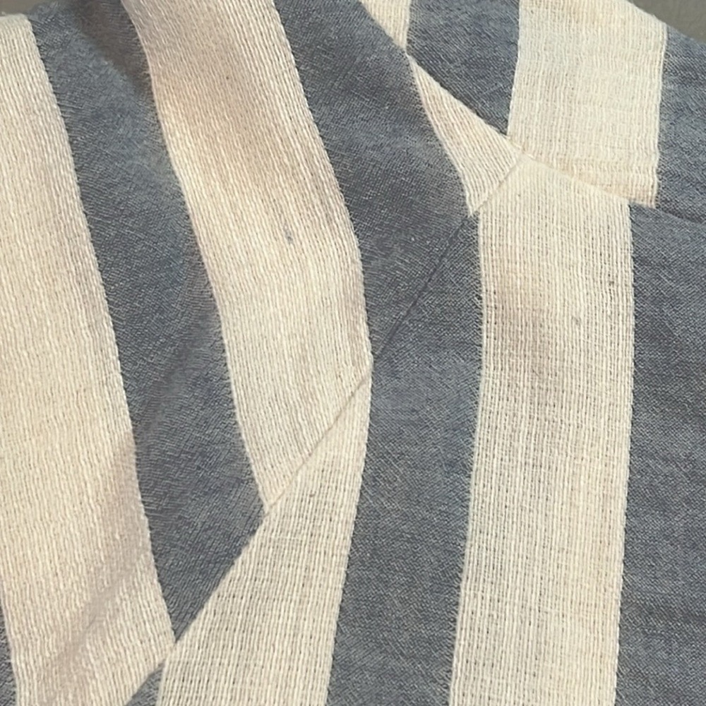 Listicle Striped Bell Sleeve Blouse Women S Blue White Boho Cotton Beachy Relax - Picture 9 of 10